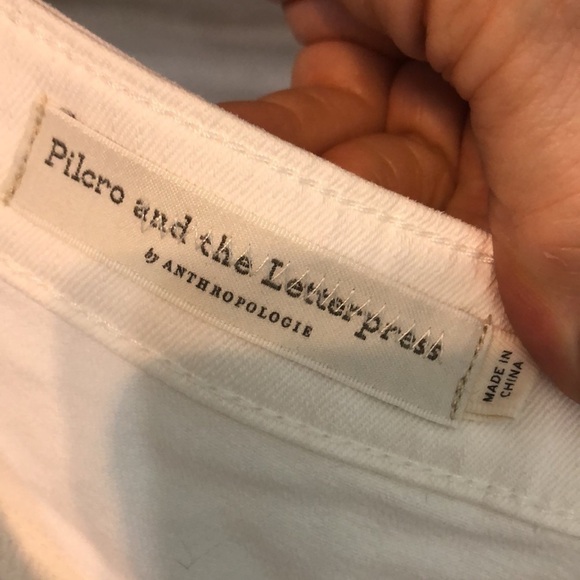 Anthropologie Pilcro Letterpress Denim Skirt Embroidered Size 2 - Picture 9 of 12